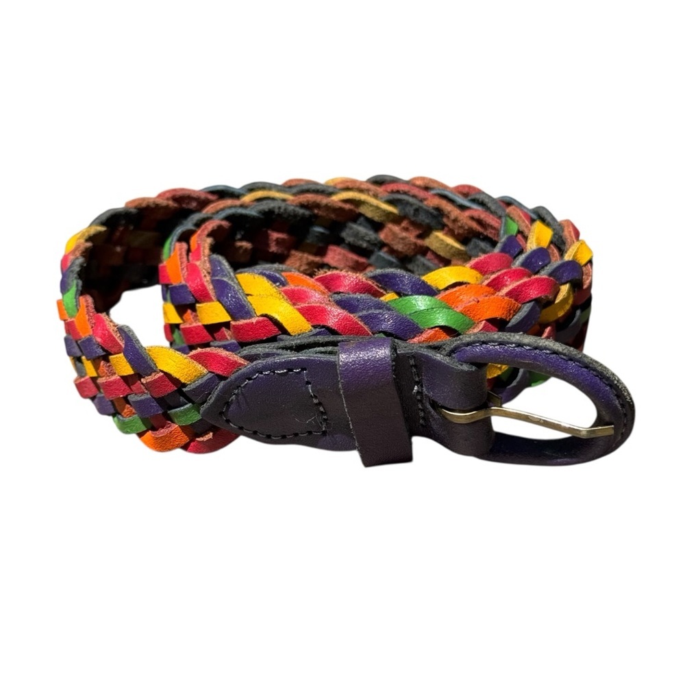 Vintage Multi Colored Braided Leather Belt